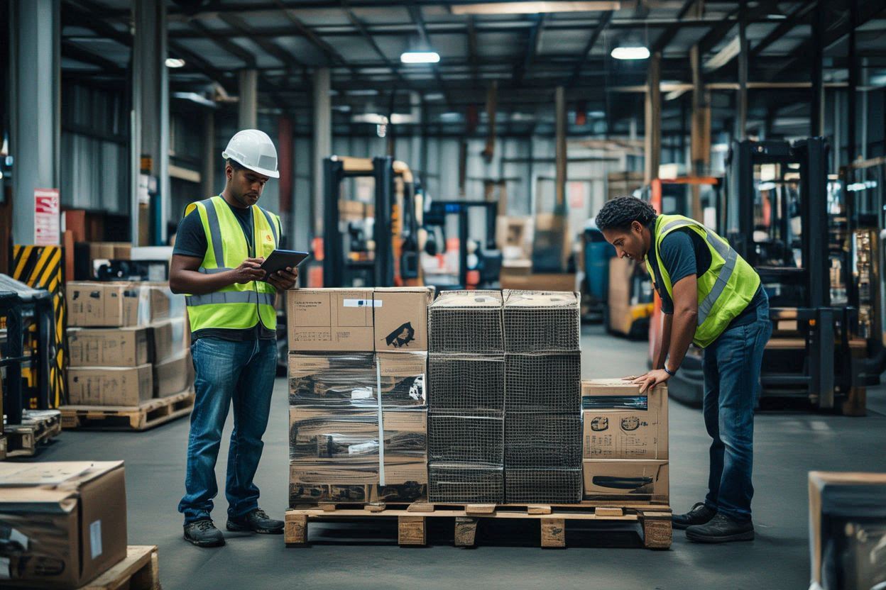 warehouse inspection of coconut charcoal briquette shipment